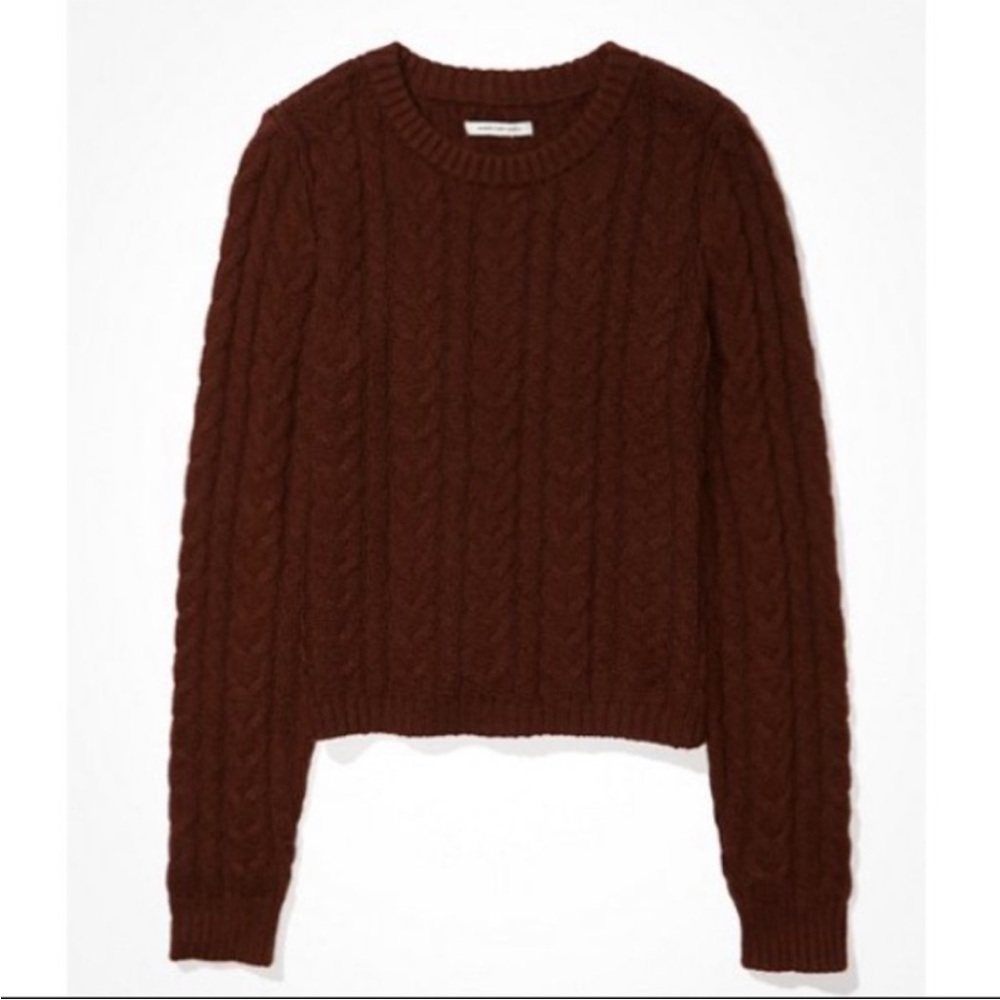 American Eagle Chocolate Brown Cable Knit Sweater